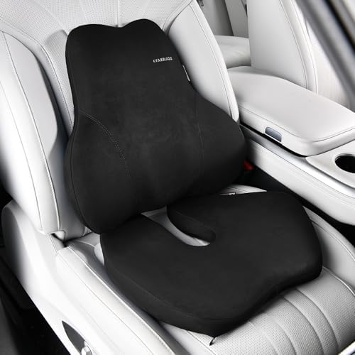 Coverado Memory Foam Car Seat Cushion and Lumbar Support Pillow for Car, Ergonomic Office Chair Cushion for Lower Back Pain Relief, Breathable & Non-Slip for Car, Home, and Office Use, Black by COVERADOAUTO