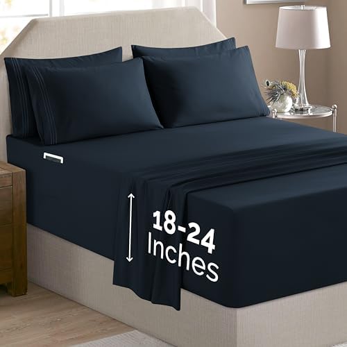 Elegant Comfort Luxury Soft 4-Piece 1500 Premium Hotel Quality Bed Sheet Set with Extra Deep Pockets 18-24 Inch, Wrinkle Free, Storage Pockets, Extra Deep Pocket 4PC Sheets, Twin XL, Black - Image 2
