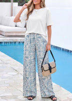 PRETTYGARDEN Women‘s Summer 2 Piece Sets Short Sleeve Tops Beach Boho Pants - Image 2