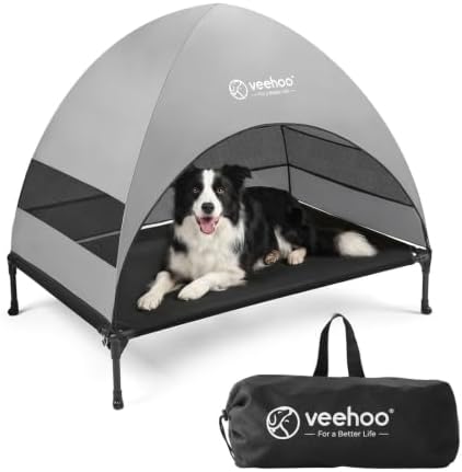 Veehoo Outdoor Dog Bed with Canopy, Cooling Elevated Dog Shade for Outside by Veehoo