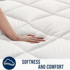 OLANLY Twin Quilted Fitted Mattress Pad, Down Alternative Fill, Off White - Image 3