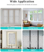 Window Privacy Film Frosted, Gray Botanical Non-Adhesive Static Cling Window Tint, Vintage Florals Geometric Minimalist Insulated Windows Frosted Films for Living Room, 35.4 x 78.7 Inches - Image 7