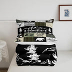 Castle Fairy Deer Antlers Comforter Set Twin Size,Bear Pine Arrow Hunting Adventure Bedding Set for Kids Boys Men,Camper Retro Green Plaid Checkered Quilted Duvet Set with 1 Pillowcase - Image 5