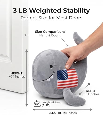 Funny Whale Door Stopper – 3 lb Weighted Plush Doorstop that Actually Works, Non-Slip & Floor Safe, Cute Home Accent, Viral White Elephant Gift Everyone Fights Over - Image 6