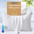 Cooling Pillow Covers for Curved Pillows – 2-Pack 28x20 Pearl White Moon-Shaped Zippered Pillowcases, 100% Rayon Derived from Bamboo, Ultra-Soft, Silky, Breathable, & Wrinkle‑Resistant by Cushyz
