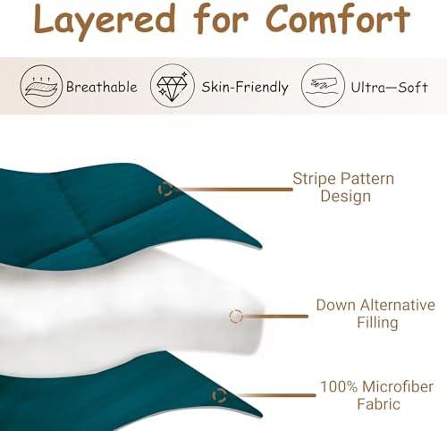 ZPECC Toddler Down Alternative Comforter, 39" x 47", Teal - Image 3