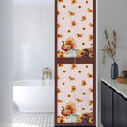 Window Privacy Film Frosted, Thanksgiving Fall Reusable Static Cling Window Tints, Pink Turkey Pumpkin Flowers Stripe Rustic Heat Control Windows Films for Offices, Balcony, 29.5 x 118 Inches - Image 3