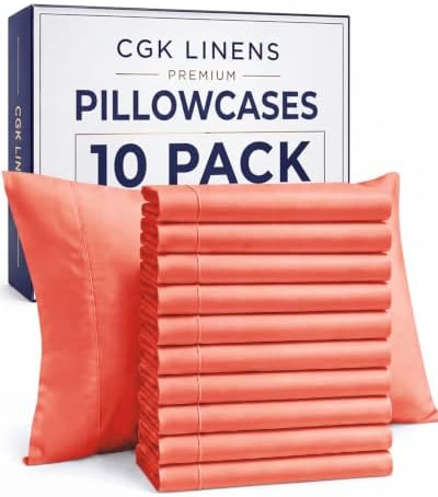 Queen Pillow Cases - 10 Pack Soft Pillowcase Covers - 20" x 30" (Coral) by CGKUnlimited