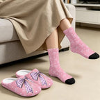 Jeiento Women's Fuzzy Slippers and Sock Set Warm Cozy Memory Foam House Shoes Soft Slip-on Slides Spa Slippers for Hotel - Image 3