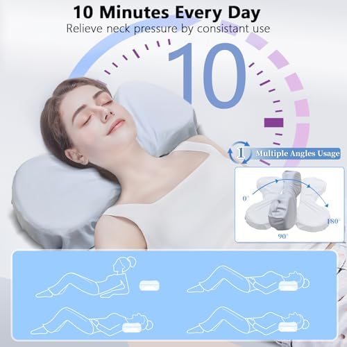 Cervical Neck Pillows for Tension Muscle Relief, Neck Roll Pillow for Side Sleepers, Camping & Travel Neck Support Memory Foam Pillow, Cervical Traction Device with Storage Bag - Image 3