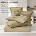 Love's cabin King Size Quilts Bedspreads, 7 Pieces Bed in a Bag, Camel - Image 6
