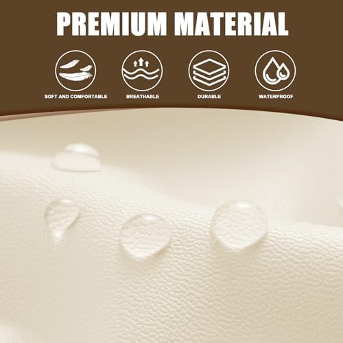 SearchI PU Leather RV Dinette Cushion Covers, Stretch Camper Cushion Slipcovers for Travel Trailer Couch RV Booth Seat, Replacement Camper Sofa Chair Protector(2 Backrest Cover & 2 Bench Cover, Cream) - Image 3