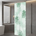 Window Privacy Film Frosted, Mint Green Palm Trees Tropical Static Cling Door Window Covering, Summer Beach Botanical UV Blocking Windows Film for Office, Hotel, Bedroom, 29.5 x 78.7 Inches - Image 5