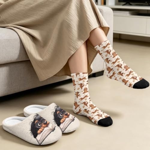 Jeiento Womens Fuzzy Slipper and Socks Winter Warm Gifts for Mom,Wam Cozy Indoor Socks Comfort Home Shoes - Image 3