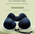 QUQUQ Travel Neck Pillow for Sleeping Inflatable Travel Pillow Velvet Neck Pillows with Storage Bag for Airplanes Comfortable(Blue-A) - Image 5