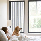 Window Privacy Film Frosted, Navy Blue Striped Static Cling Door Window Covering, Modern Vertical Stripes Minimalist UV Blocking Windows Film for Office, Hotel, Bedroom, 29.5 x 78.7 Inches - Image 2