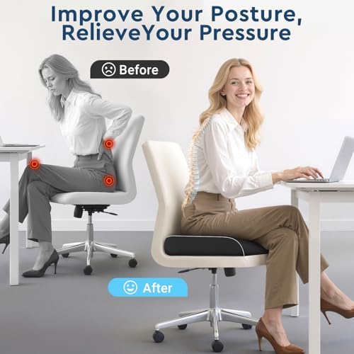 Seat Cushion, Memory Foam Office Chair Cushion, Black, X-Large - Image 4
