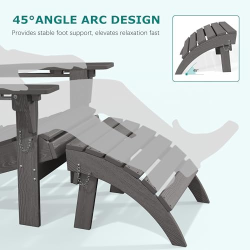 PLUUV Folding Adirondack Ottoman Footrest for Adirondack Chair, Grey - Image 5