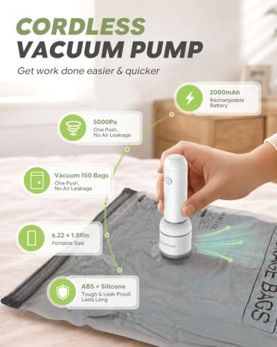 Vacuum Storage Bags with Rechargeable Pump for Travel, 20 Combo Set - Image 3
