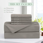 Elegant Comfort Luxury Soft 6-Piece 1500 Premium Hotel Quality Bed Sheet Set with Extra Deep Pockets 18-24 Inch, Wrinkle Free, Storage Pockets, Extra Deep Pocket 6PC Sheets, Queen, Charcoal Gray - Image 3