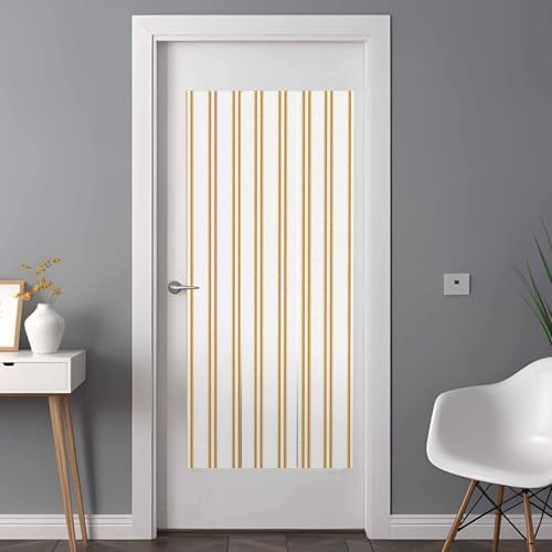 Window Privacy Film Frosted, Yellow Stripes Non-Adhesive Static Cling Window Tint, Modern Minimalist Vertical Lines Insulated Windows Frosted Films for Living Room, 35.4 x 78.7 Inches - Image 3