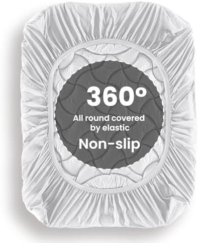 SLEEP ZONE Cooling Queen Mattress Topper for Single Bed, Premium Zoned Quilted Mattress Pad, Fitted Mattress Protector Cover, Machine Wash Durable, Deep Pocket 8-21 inch (Silver Grey, Queen) - Image 6