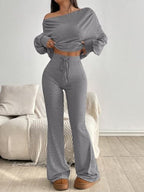 Nimsruc Off The Shoulder 2 Piece Sets For Women Fall Matching Lounge Set - Image 3