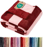 Burgundy Stripe Blanket Twin Size - Flannel Fleece Luxury Twin Blanket by CGKUnlimited