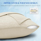 CHOSHOME Cooling Pillow Cases Zipper Pillow Covers Q-Max > 0.45 Zippered Pillowcases for Hot Sleepers, Soft, Breathable, Skin-Friendly, 4 Pack (Standard, 20"x26", Beige) - Image 5