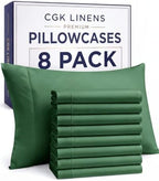 Standard Pillow Cases - 8 Pack Pillowcase Covers, 20" x 26" - Emerald Green by CGKUnlimited