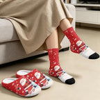 Jeiento Winter Fuzzy Slipper and Crew Socks Warm Winter Shoes Lightweight Soft Cushion House Slipper Bedroom Shoes - Image 3