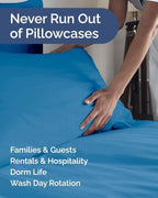 King Pillow Cases - 8 Pack Soft Pillowcase Covers - 20" x 40" (Denim Blue) - Image 5