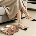 Womens Fuzzy Slipper with Socks Warm Cozy House Slipper and Socks Set Plush Winter Shoes for Indoor - Image 4