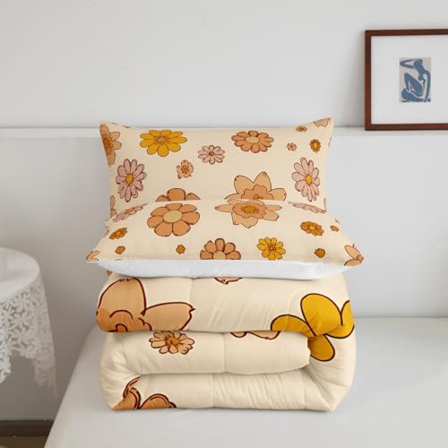 Feelyou Vintage Boho Plant Floral Comforter Set 60S 70S Groovy Comforter - Image 3