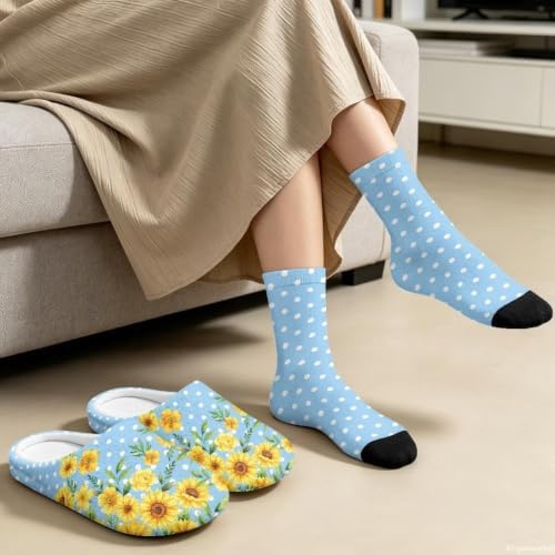Fuzzy Slipper with Socks for Women Slip On House Slipper and Socks Set Cozy Fuzzy Slippers for Indoor - Image 4