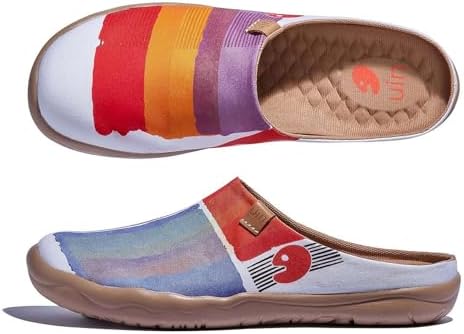 UIN Slipper Woman Travel Art Painted Shoes Wide Toe Casual Home Slip On Mules Malaga by UIN