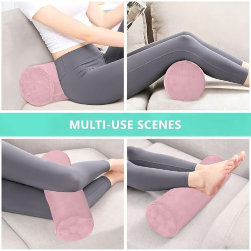 Yuiboo Bed Bolster Pillow Pink Neck Roll Pillows for Bed 5.5" x 17" Under Knee Round Pillow Cylinder Pillow Decorative Lumbar Support Pillow for Couch - Image 7