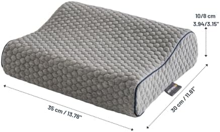 Memory Foam Travel Pillow with Washable Cover & Carry Bag – Compact, Soft & Breathable Neck Pillow for Airplane, Camping & Car (Gray- with Extra Gray Cotton Cover, 13.8x11.8x3.9/3.1 inches) - Image 2