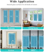 Window Privacy Film Frosted, Azure Blue Botanical Static Cling Door Window Covering, Vintage Florals Geometric Minimalist UV Blocking Windows Film for Office, Hotel, Bedroom, 29.5 x 78.7 Inches - Image 7