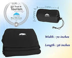 BlueHills Premium Soft Ultra Compact Travel Blanket Value Pack Set of 2 - Airplane Traveling Essentials Flight Blanket in a Portable Car Plane Travel Gift - Black and Royal Blue - Image 4