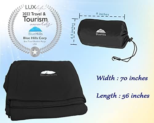 BlueHills Premium Soft Ultra Compact Travel Blanket Value Pack Set of 2 - Airplane Traveling Essentials Flight Blanket in a Portable Car Plane Travel Gift - Black and Royal Blue - Image 4