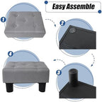 BRIAN & DANY Small Foot Stool, Linen Foot Stools with Legs, Stable Small Footstool for Living Room, Light Gray - Image 5