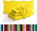 Elegant Comfort Luxury Soft 1500 Premium Hotel Quality Microfiber Wrinkle and Fade Resistant Cozy 6-Piece Bedding Set, Easy All Around Elastic Fitted Sheet, Deep Pocket, Queen, Yellow by ELEGANTCOMFORT