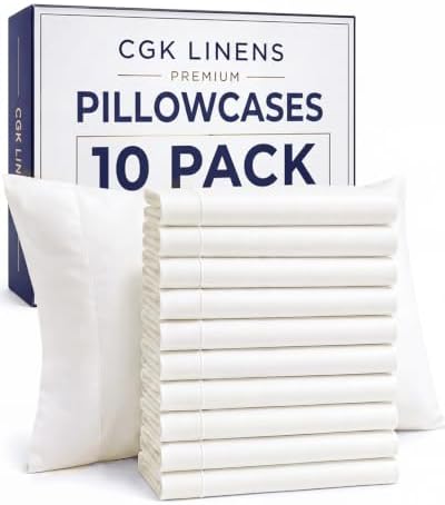 Queen Pillow Cases - 10 Pack Pillowcase Covers - 20" x 30" (Antique White) by CGKUnlimited