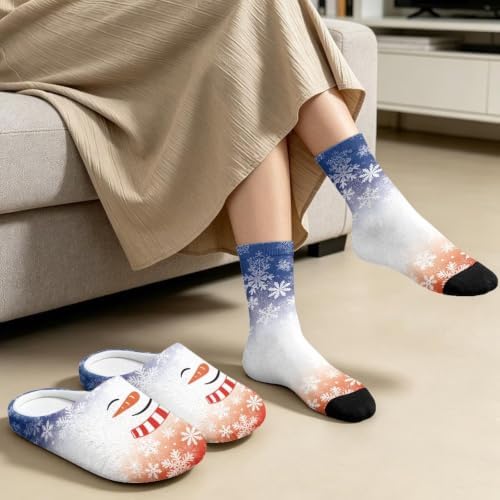 Jeiento Winter Fuzzy Slipper and Crew Socks for Women,Adult Slip-on Close Toe House Slipper,Flat Comfort home Slides - Image 3