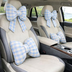 2Pcs Cute Car Neck Pillow Pink Butterfly Bow Car Headrest Pillow Comfortable Seat Neck Rest and Waist Support Kit for Driving Travel, Girl Style Interior Decor Accessories(Blue Plaid 2 Pcs) by Unknown