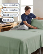Twin XL 4 Piece Sheet Set - College Dorm Room Essentials - Eucalyptus - Image 5