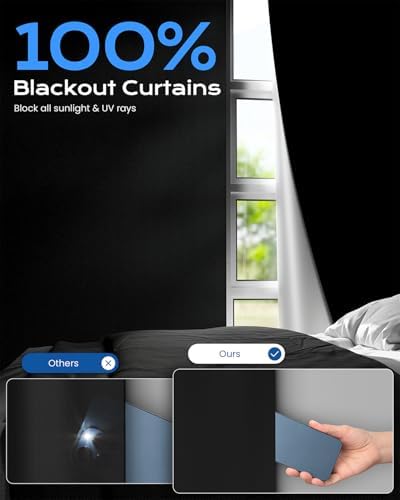 G-WACK Blackout Curtains for Bedroom,Portable No-drill Blackout Blinds for Indoor Windows with Upgraded Hook&Loop,Thermal Insulated Shades Black out Window Cover for Nursery,Travel,RV(51" x 72",Black) - Image 2
