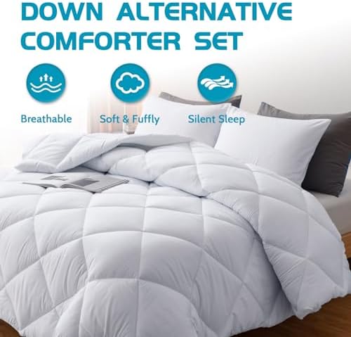 Decroom Lightweight 3 Pieces Comforter Set King Quilted Duvet Insert - Image 3