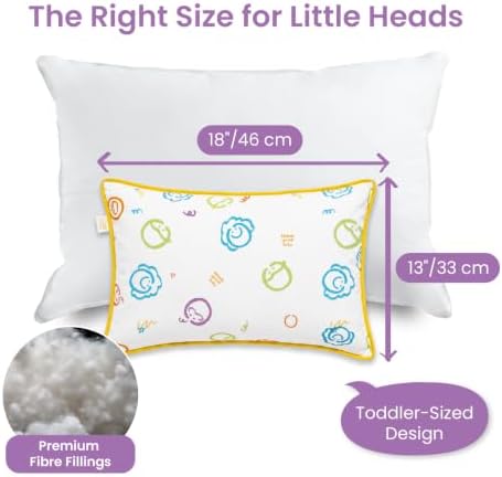 Toddler Pillow with Pillowcase, 13x18 Ergonomic Kids Travel Pillow with Rayon from Bamboo Jersey Knit Cover, Soft & Breathable, Machine Washable, for Toddlers 2-5 Years (Tgt Design) - Image 4